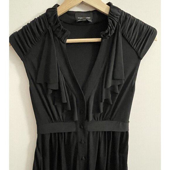 Max and Cleo Dress Womens 8 Black Ruffle Button Back Tie Dress - Picture 3 of 10